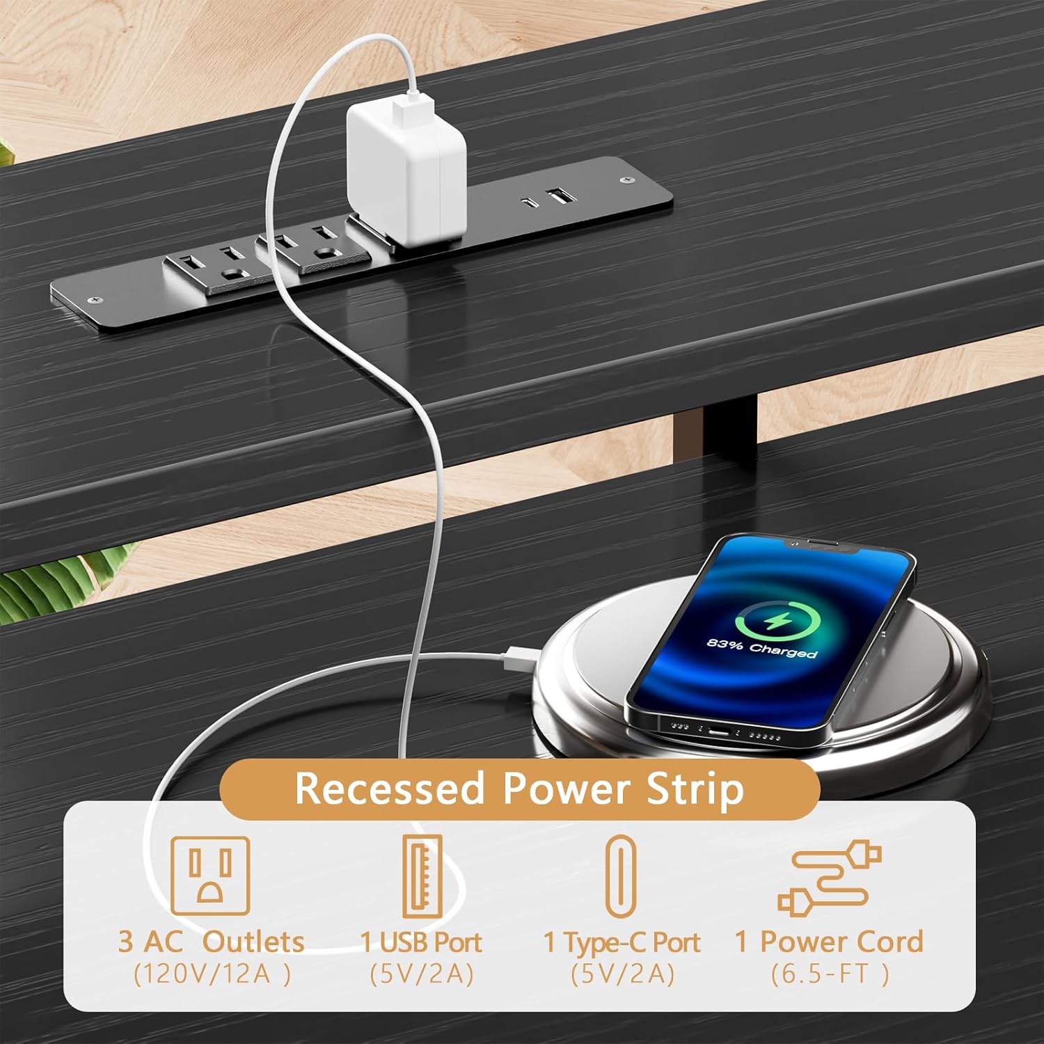 Furologee 66" Reversible L Shaped Gaming Desk with 6 Drawers & Printer Storage Shelves, Corner Computer Desk with Power Outlets & LED Lights, Home Office Table with Monitor Stand, Black