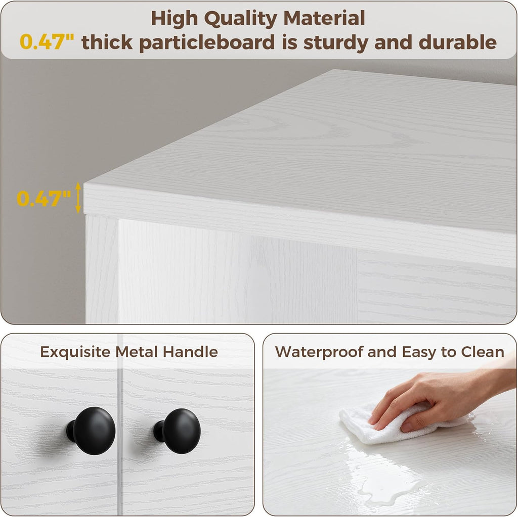 IRONCK 71" Tall Bookcases with 2 Doors, 6-Tier 13 Cubes Modern Bookshelf with Storage Shelves for Living Room Home Office, White