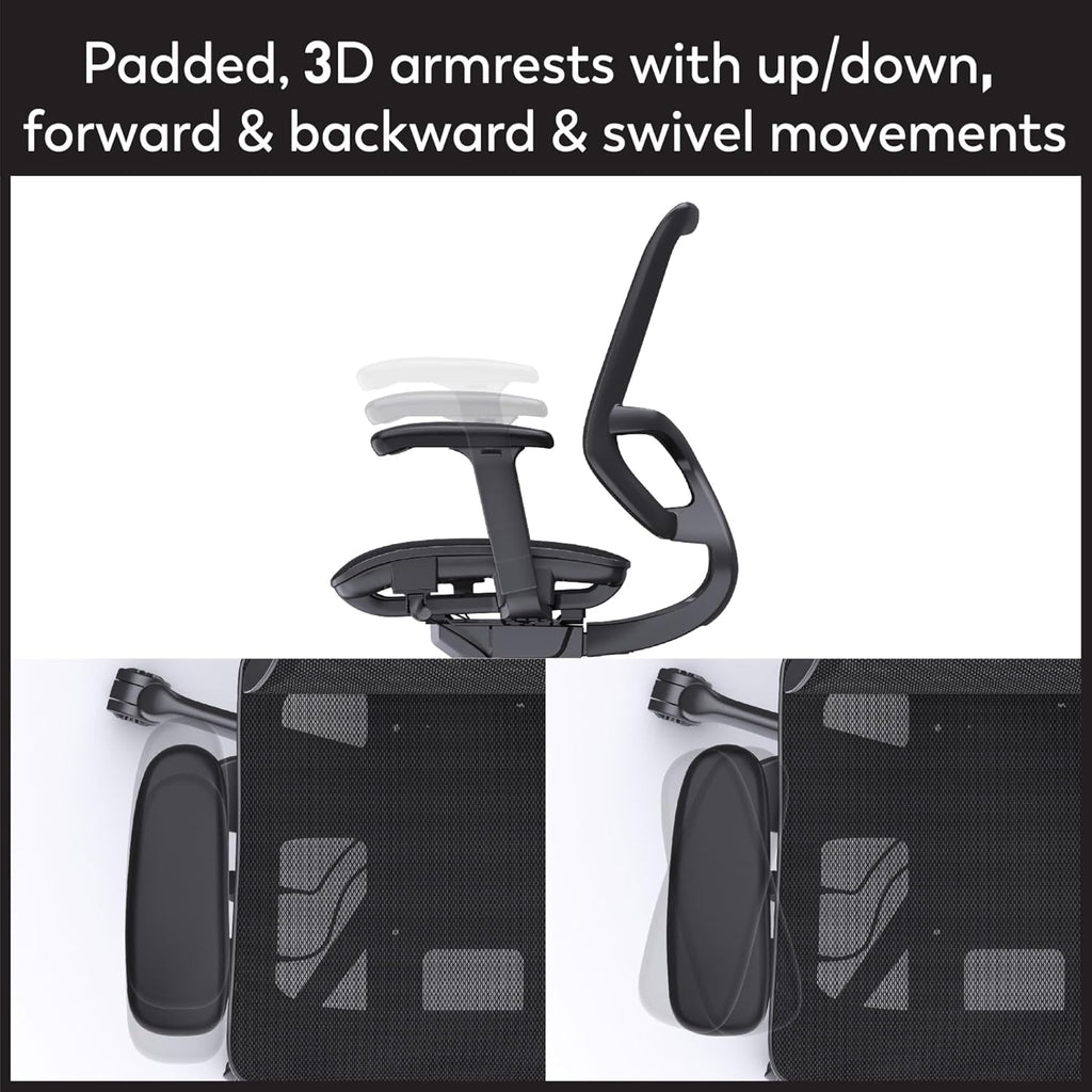 WorkPro® 1000 Series Ergonomic Mesh/Mesh Mid-Back Task Office Chair, Black/Black, BIFMA Compliant