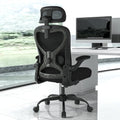Office Chair for Back & Neck Pain Relief, Virgin Foam Seat, 2D Adjustable Lumbar & 3D Headrest, Flip-Up Armrests, Tilt & Rock for Relaxation, Black/Silver