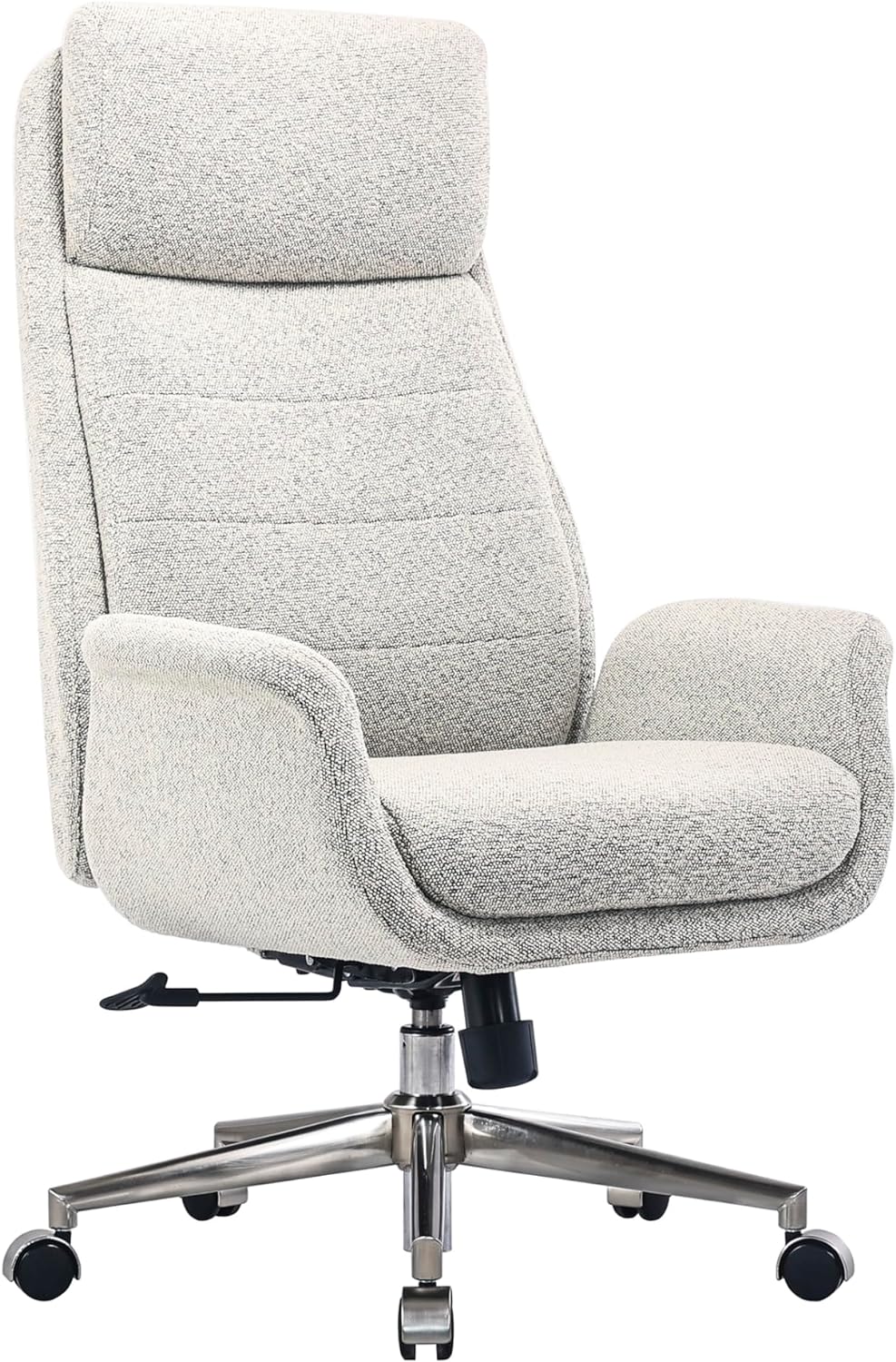 Realspace® Modern Comfort Pizana Bouclé Fabric High-Back Executive Office Chair, Light Sand/Brushed Nickel, BIFMA Compliant