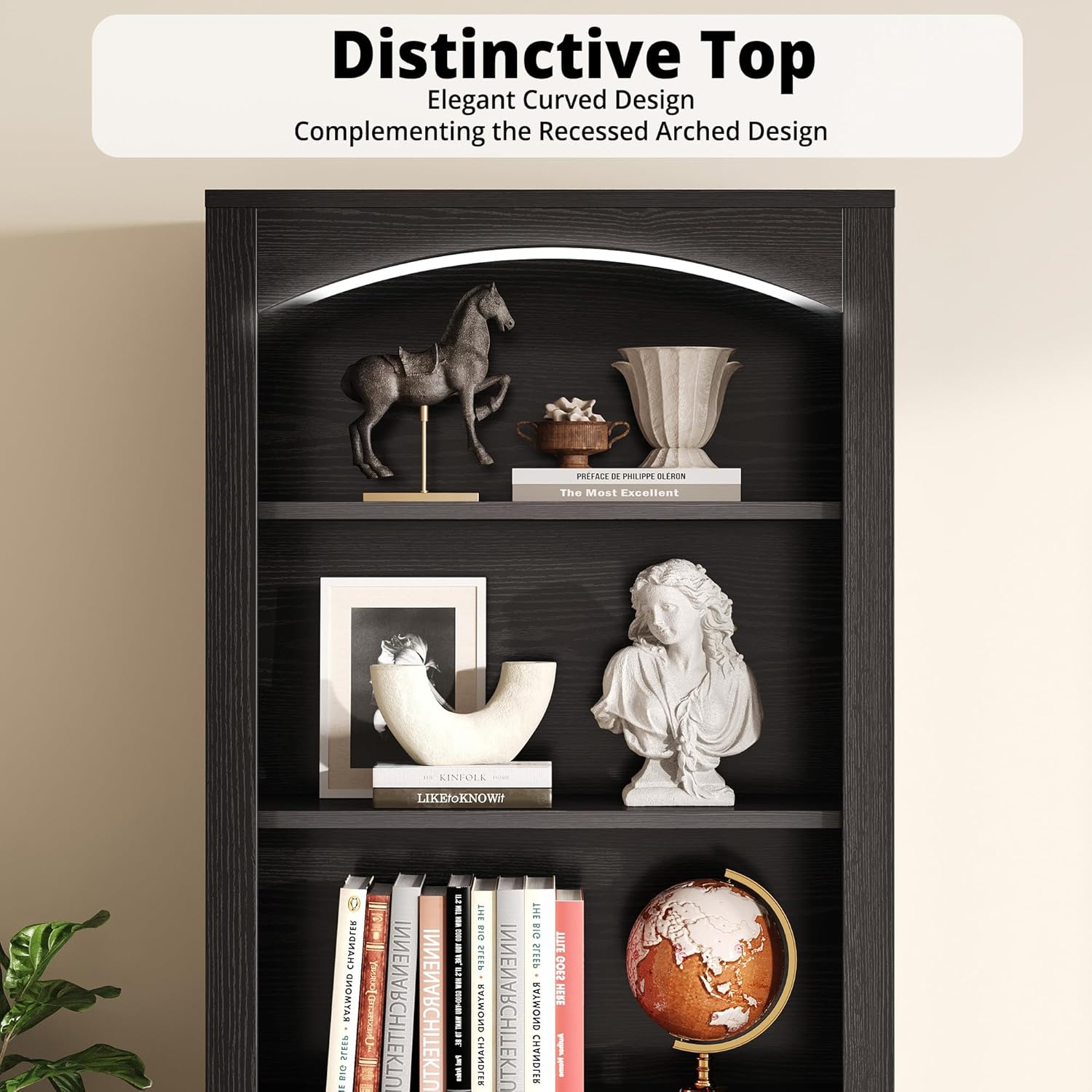 IRONCK Book Shelf and Bookcases with Doors Floor Standing 6 Shelf Display Storage Shelves, 70.8" Tall Bookcase for Home Office, Living Room, Mid-Century Modern, Black