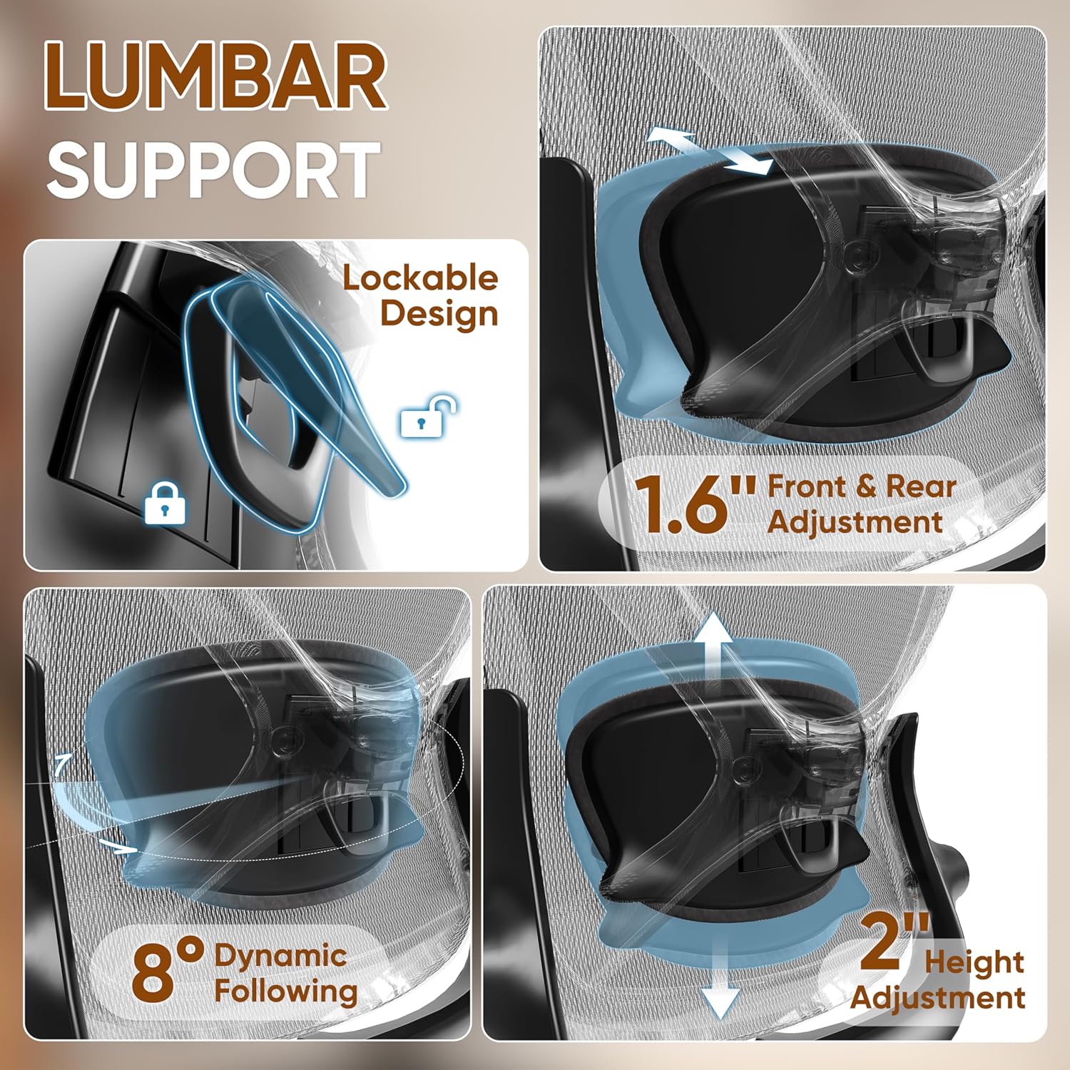 GABRYLLY Ergonomic Office Chair, Big and Tall Mesh Chair with Adjustable Lumbar Support, 5D Arms & Wide Seat, 135° Recline Home Desk Computer Chairs for Work Gaming, Heavy Duty,400LBS - Black