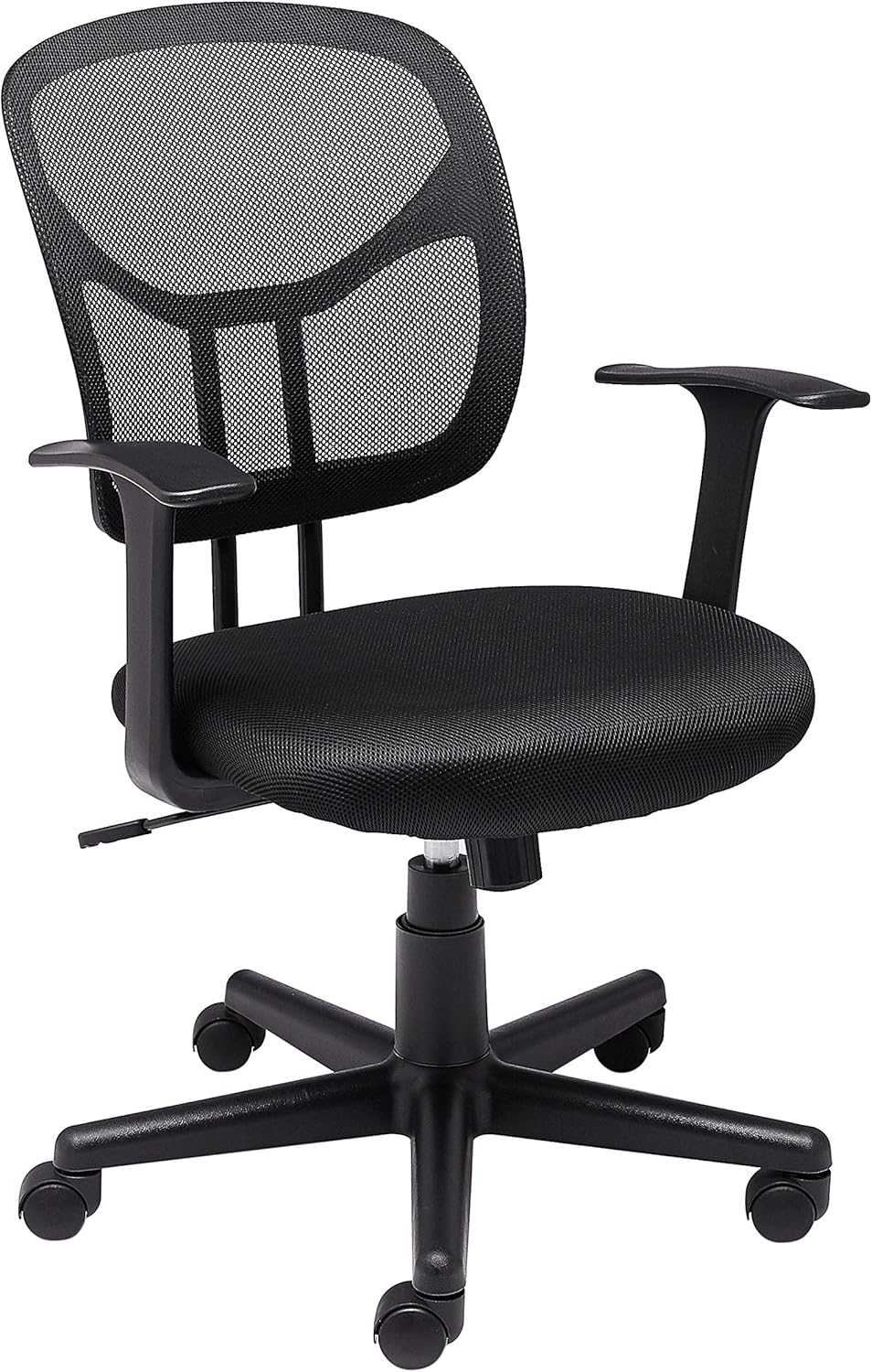 Amazon Basics Breathable Mesh Mid-Back Office Desk Chair with Armrests, Lumbar Support, 360-Degree Swivel, Adjustable-Height, Black
