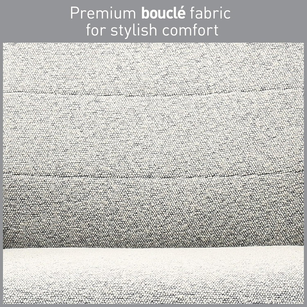 Realspace® Modern Comfort Pizana Bouclé Fabric High-Back Executive Office Chair, Light Sand/Brushed Nickel, BIFMA Compliant